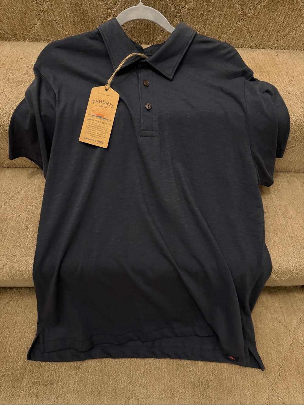 Faherty Classic Dark Navy Short-Sleeve Polo